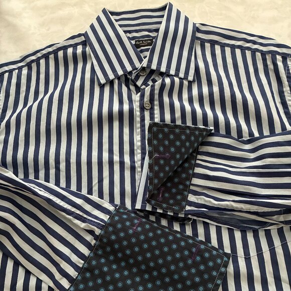 NEW. Paul Smith shirt with patterned cuffs. Size 16 100% cotton made in Italy - Picture 3 of 5